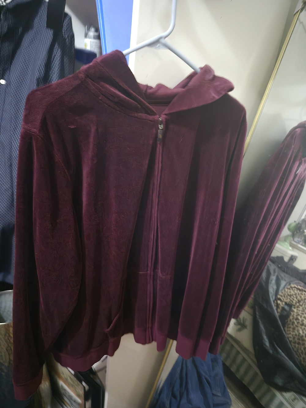 made for life Velvet Hooded Zip Jacket in Burgundy